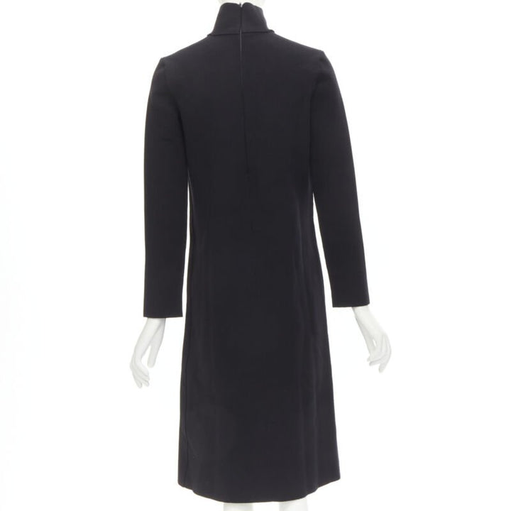BOTTEGA VENETA 2019 Runway black thick wool blend cut out collar dress IT38 XS