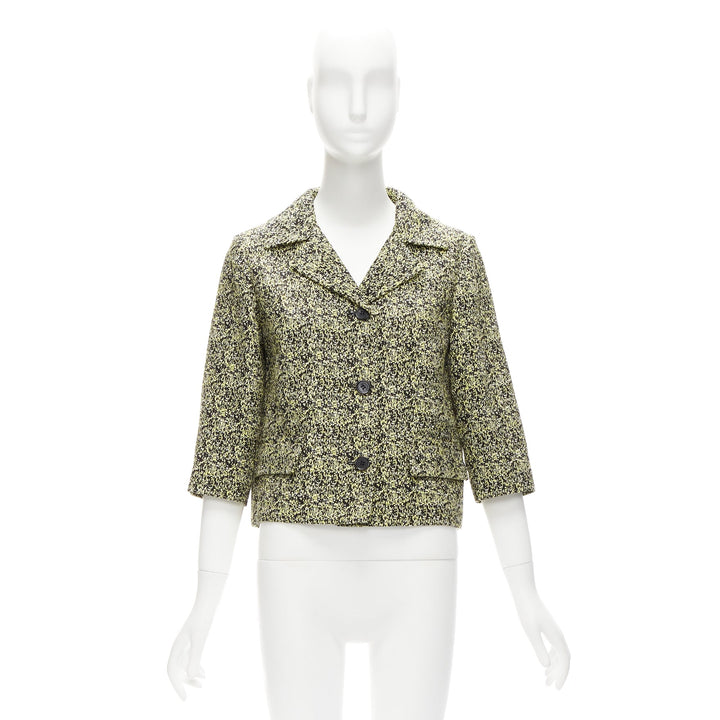 MARNI 2014 yellow speckle jacquard cotton blend cropped jacket IT38 XS