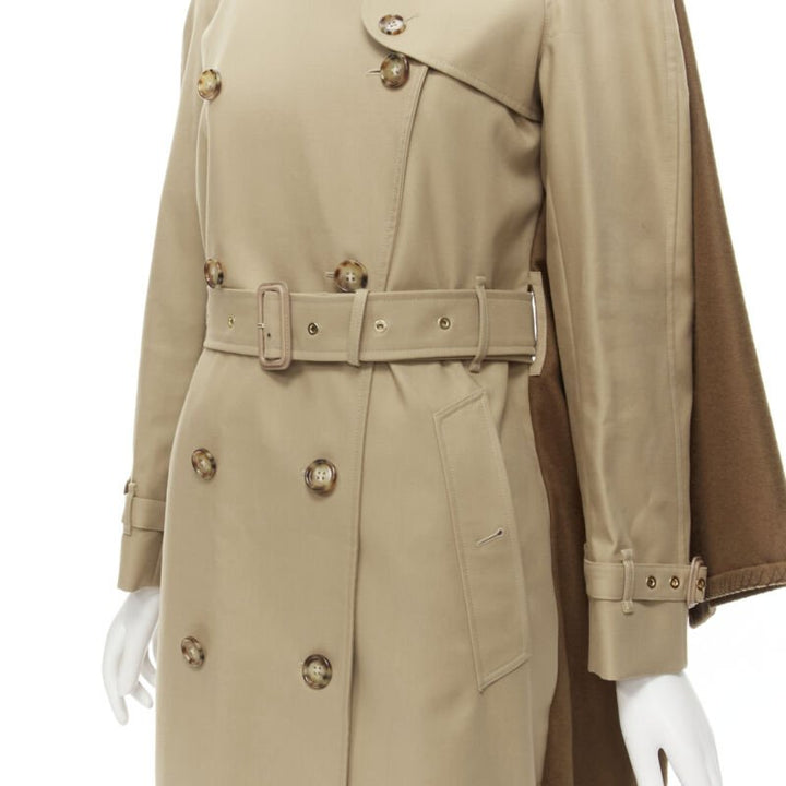 Runway BURBERRY Tisci cashmere logo blanket beige cotton trench coat UK4 S