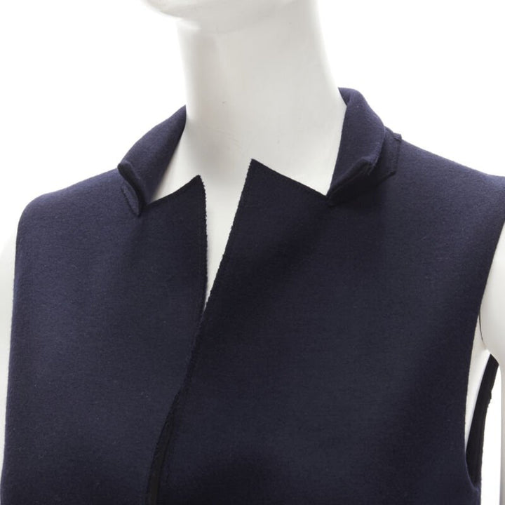 HARRIS WHARF LONDON 100% wool navy wool felt vest jacket IT40 S