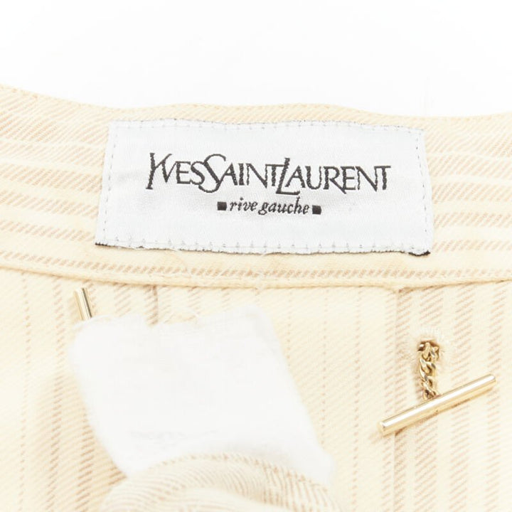 rare YVES SAINT LAURENT Vintage beige YSL badge military captain shirt