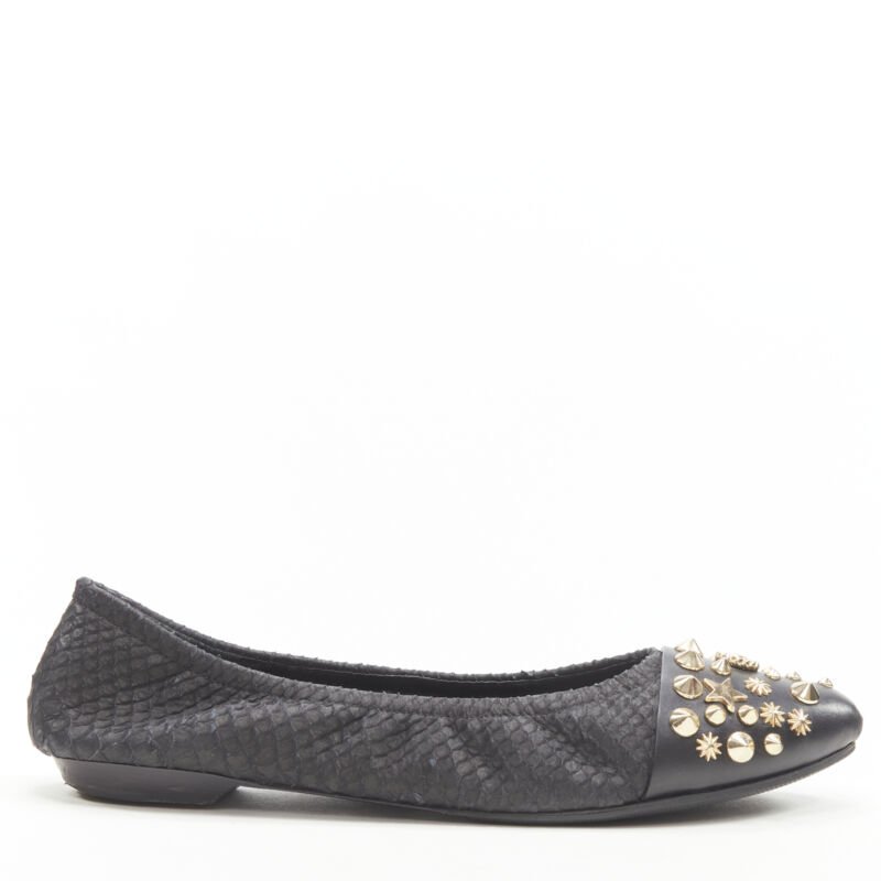 GIVENCHY Riccardo Tisci gold star spike stud toe cap scaled ballerina flats EU37