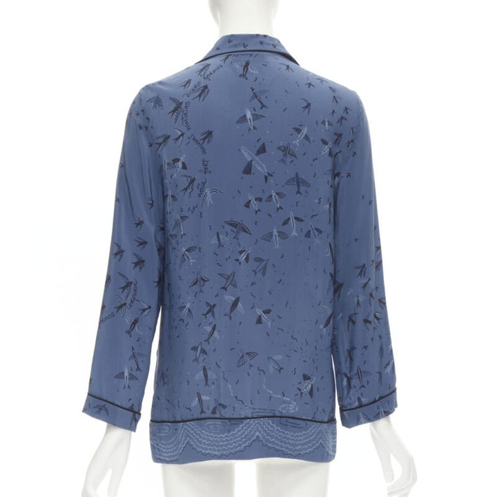 VALENTINO 100% silk 2017 Garden of Early Delights Corpora silk blue shirt S