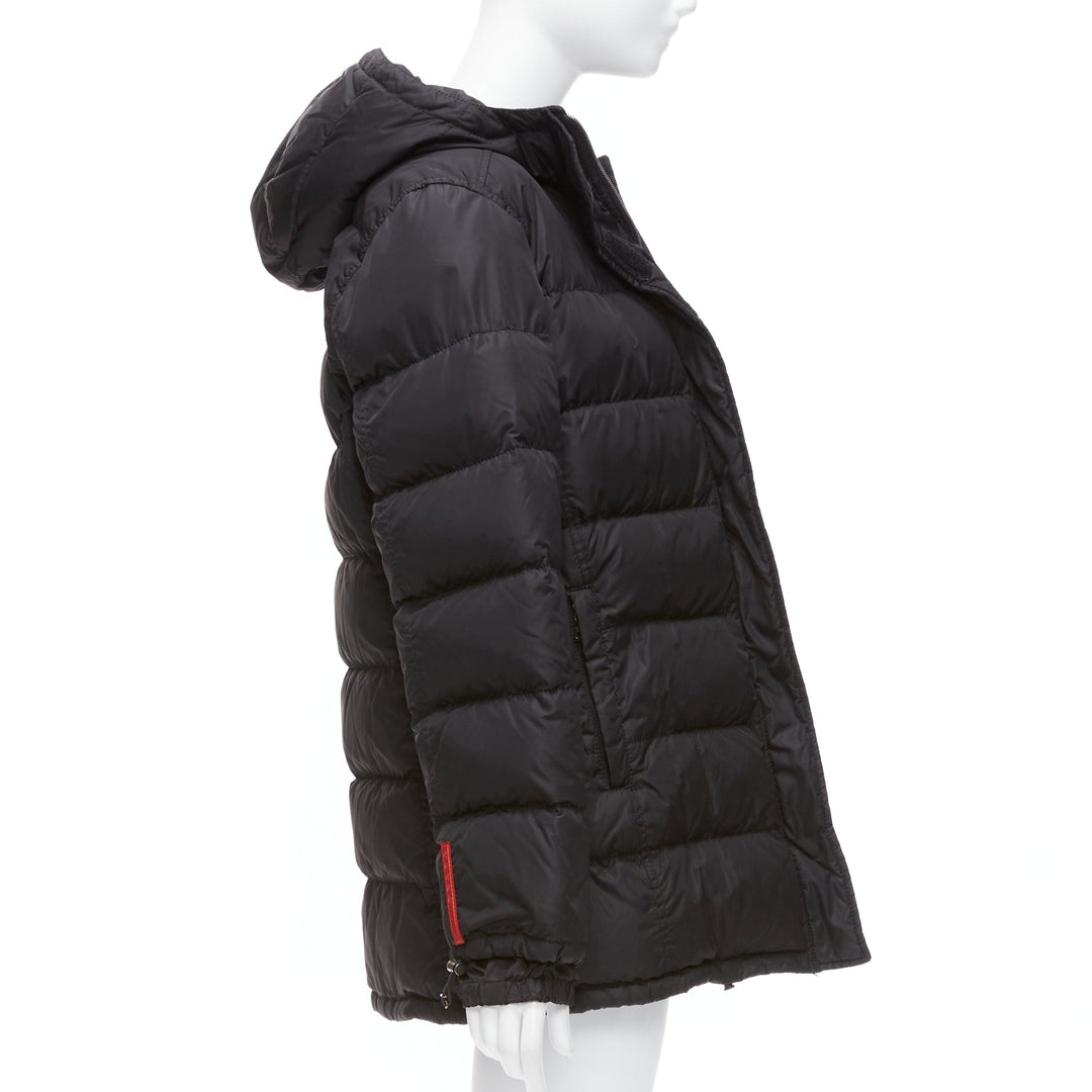 PRADA Sports black nylon down filled hooded puffer jacket IT40 S