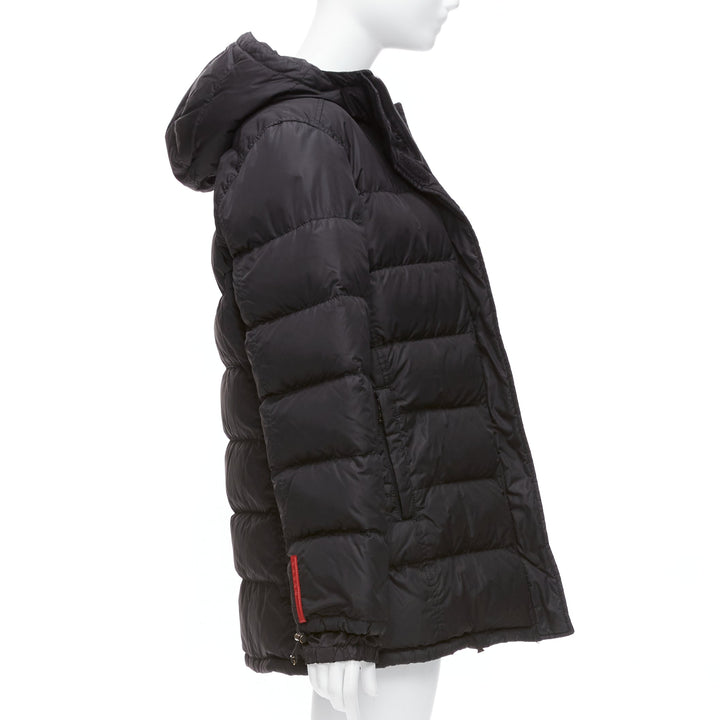 PRADA Sports black nylon down filled hooded puffer jacket IT40 S