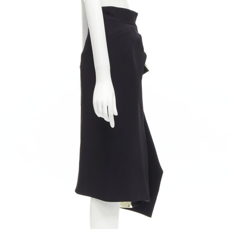 MATICEVSKI Alkali gold foil pleated 3D drape high waisted midi skirt AUS10 S