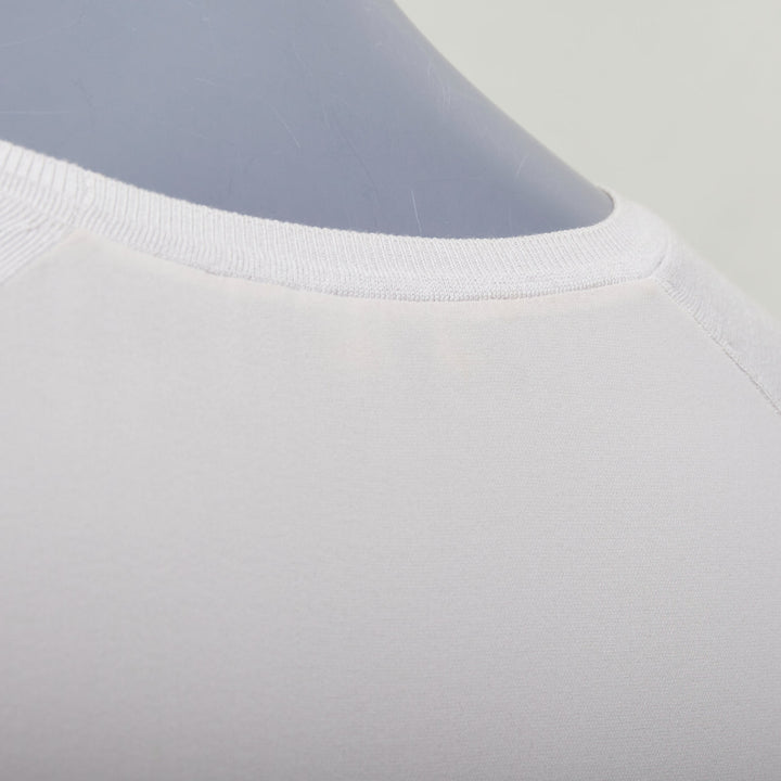 LORO PIANA grey silk bi fabric  raglan short sleeve logo charm top IT38 XS