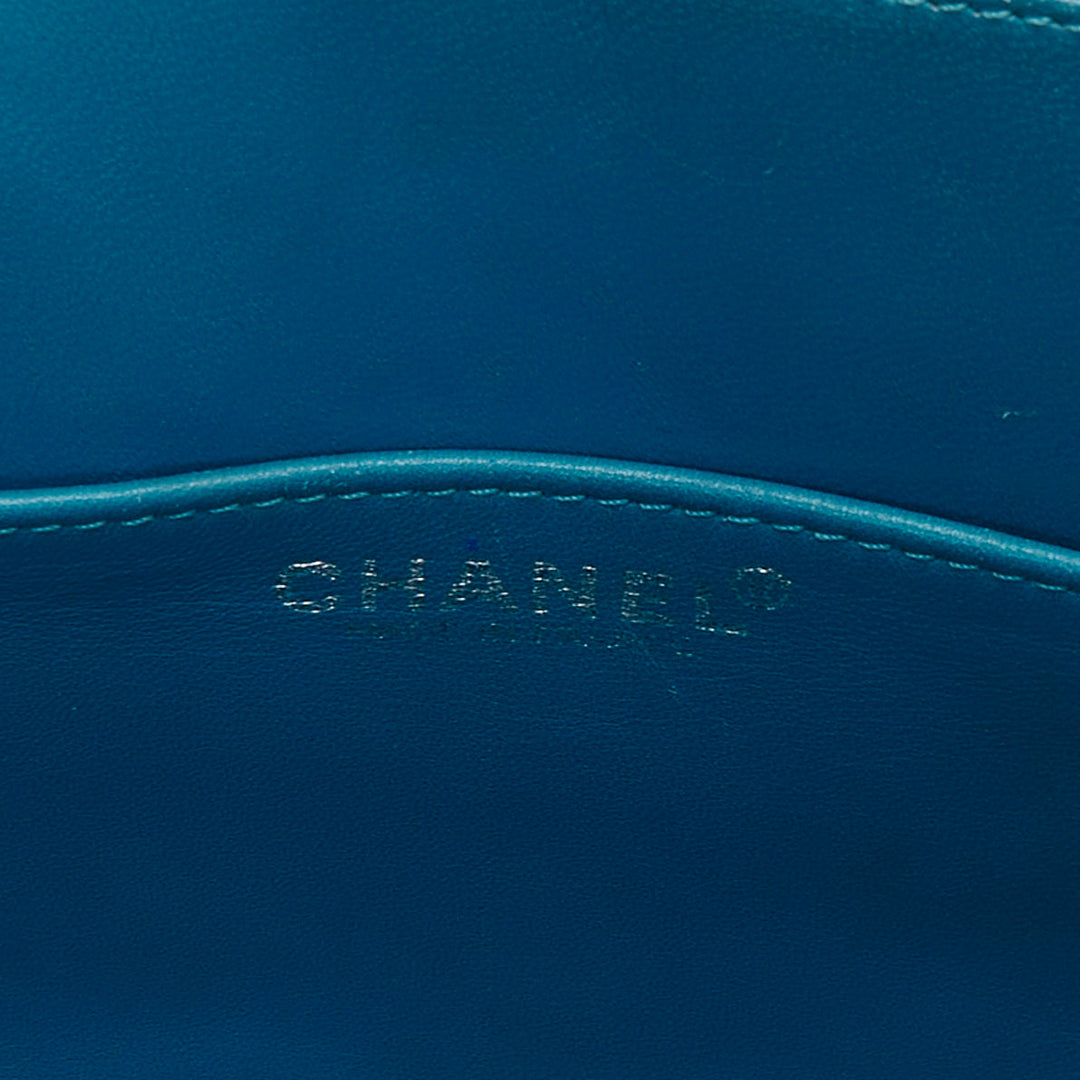 rare CHANEL Puzzle blue plastic CC chip leather stitch tote bag