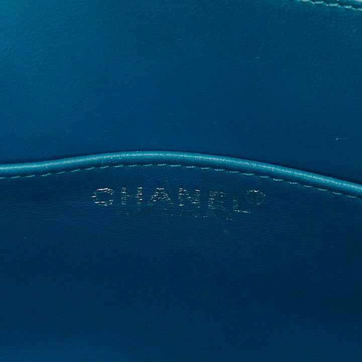 rare CHANEL Puzzle blue plastic CC chip leather stitch tote bag