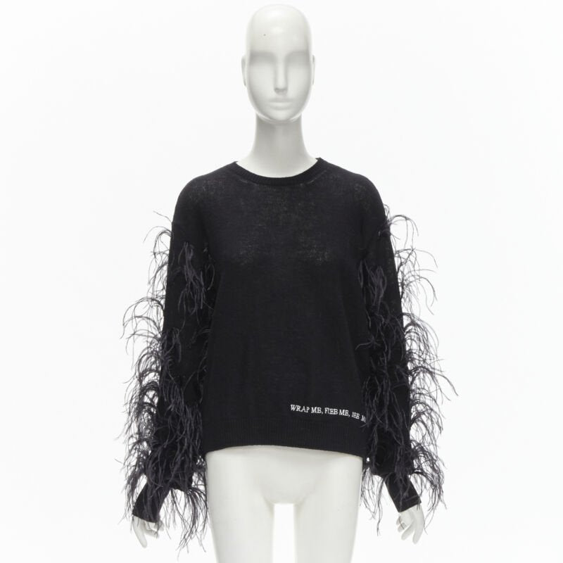 VALENTINO UNDERCOVER wool cashmere feather Wrap Me Free Me See Me sweater XS