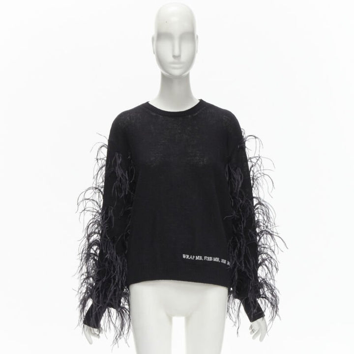 VALENTINO UNDERCOVER wool cashmere feather Wrap Me Free Me See Me sweater XS