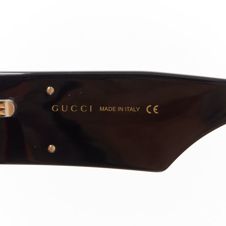 GUCCI GG0956S black gold GG logo yellow lens oversized sunglasses