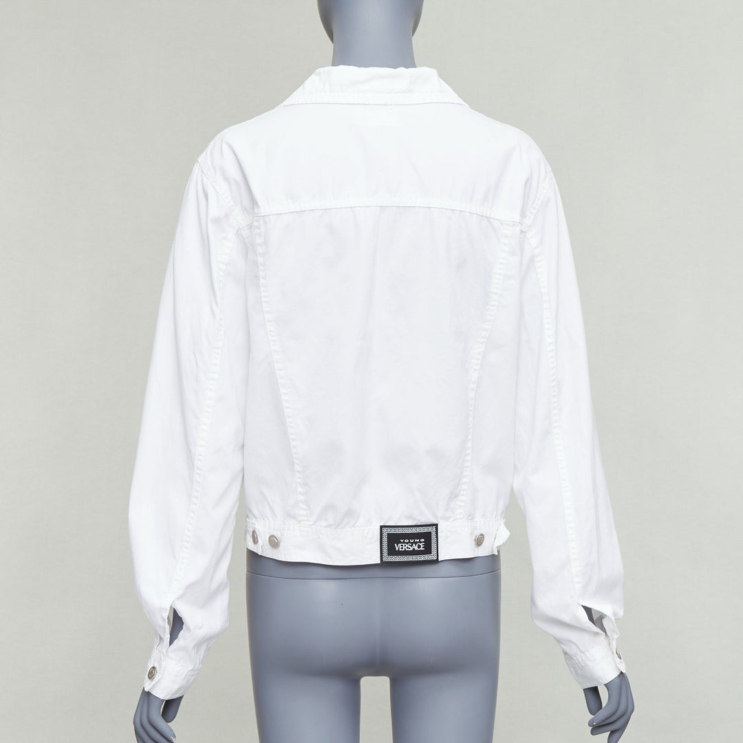 VERSACE YOUNG Vintage white silver medusa logo button jacket