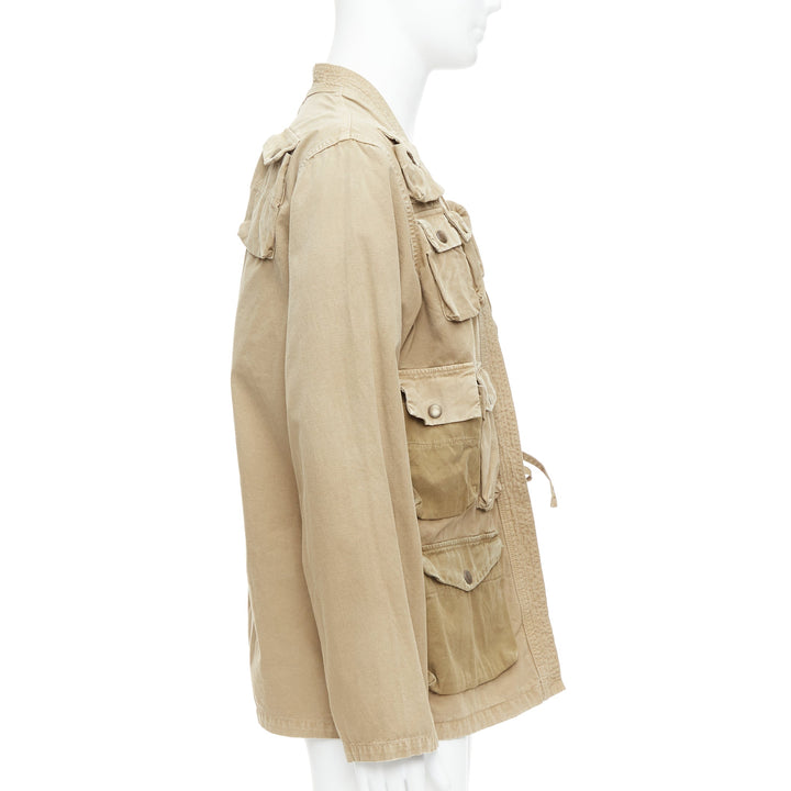 KAPITAL 2022 beige cotton multi cargo pocket kimono jacket JP4 XL