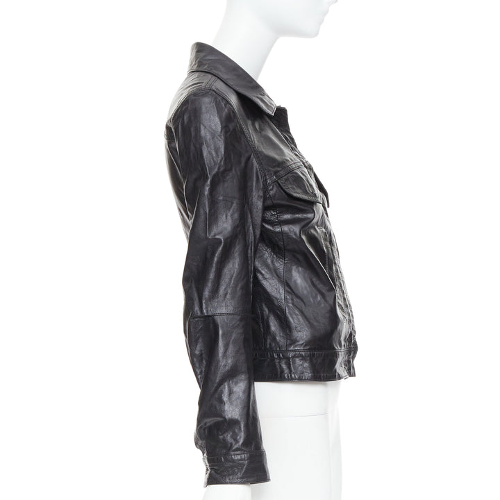 ANN DEMEULEMEESTER Vintage cow leather snap button cropped jacket FR36 S