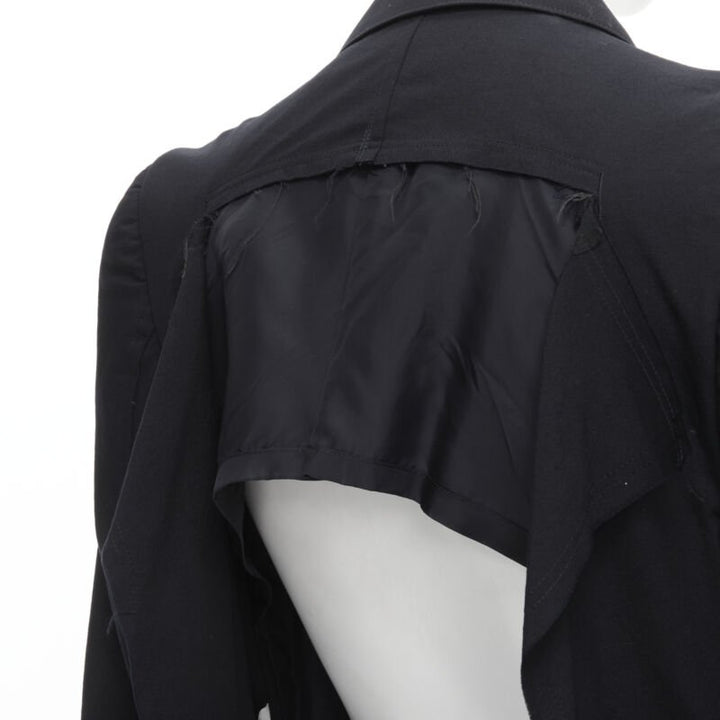 JUNYA WATANABE 1994 navy wool shoulder padded cut out back blazer M