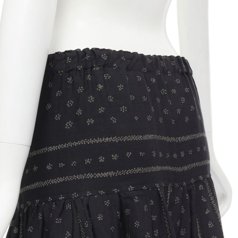 TRICOT COMME DES GARCONS black Ethnic Bohemian floral jacquard flared skirt S