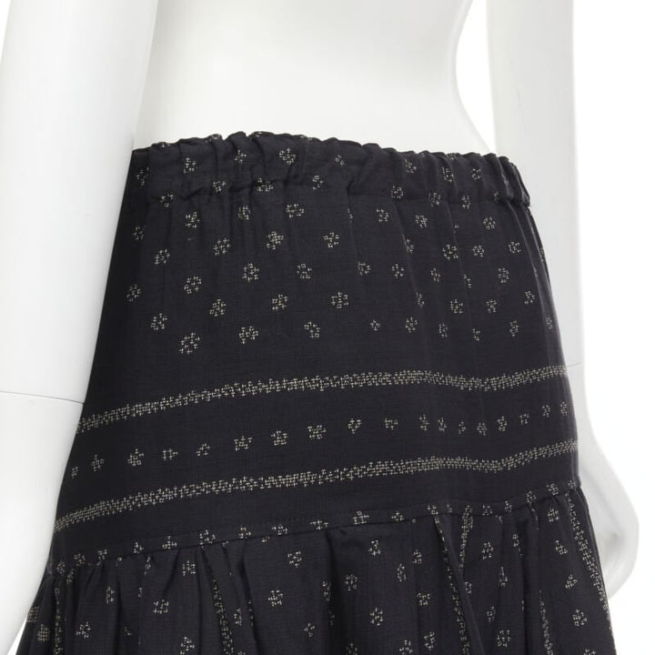 TRICOT COMME DES GARCONS black Ethnic Bohemian floral jacquard flared skirt S
