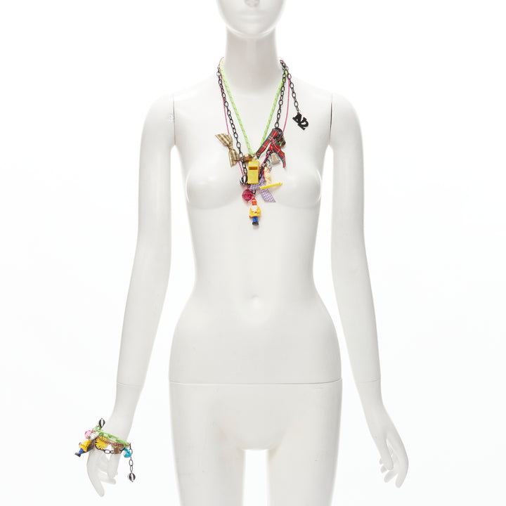 N2 LES NEREIDES colorful gnomes plaid ribbons Harajuku necklace bracelet