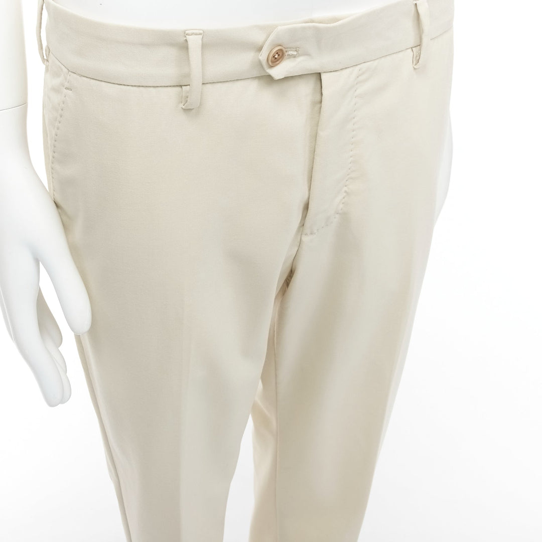 LA PERLA light beige virgin wool blend straight leg minimal classic pants M