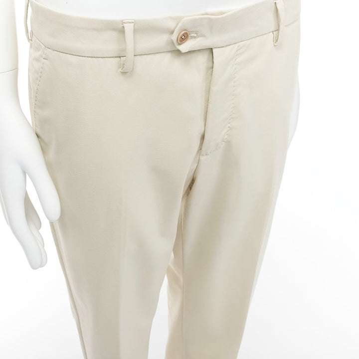 LA PERLA light beige virgin wool blend straight leg minimal classic pants M