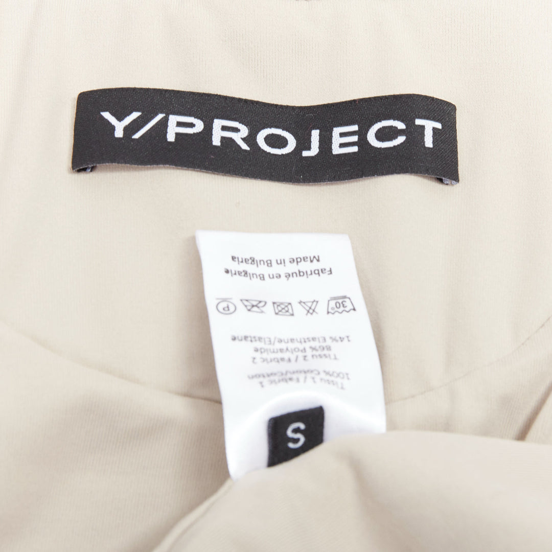 Y PROJECT grey cotton nude jersey lined gathered sleeves hoodie S