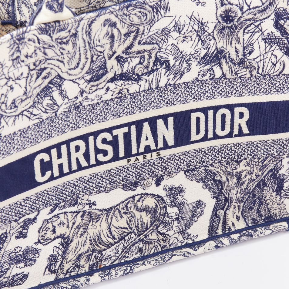 CHRISTIAN DIOR Book Tote navy cream Toile de Jouy canvas bag