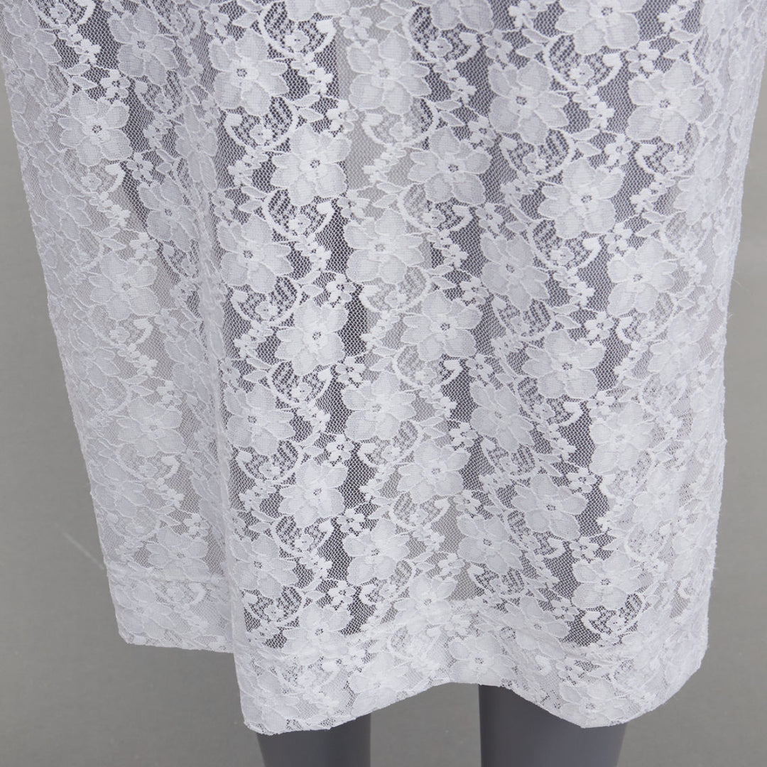 CHRISTOPHER KANE 2019 Runway black crystal off shoulder white lace dress IT38 XS