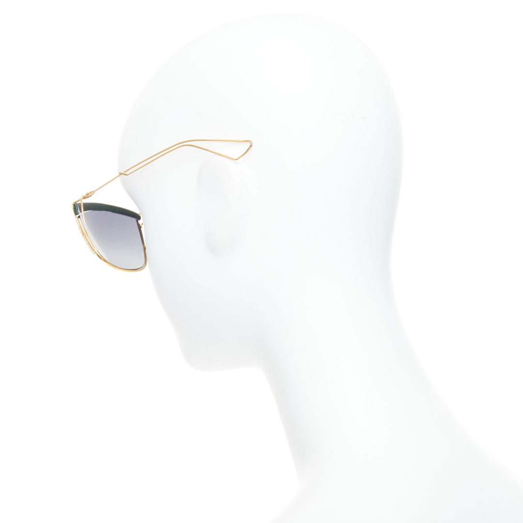 DIOR  So Electric green bridge gold trims gradient lens squoval sunnies