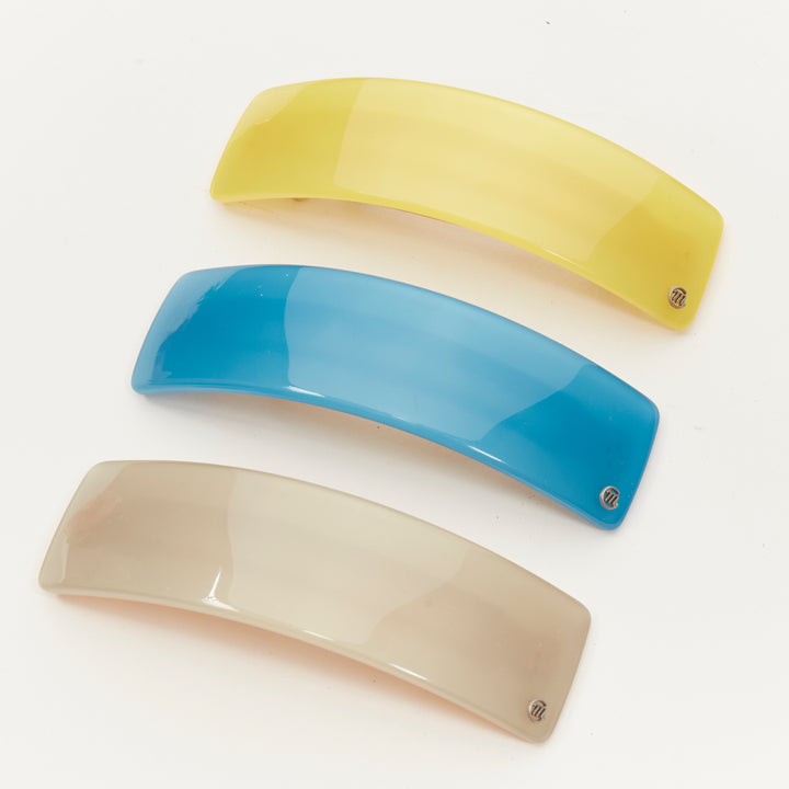 CHIC & MODE Alexandre Zouari color block shiny surface logo acrylic clips X3