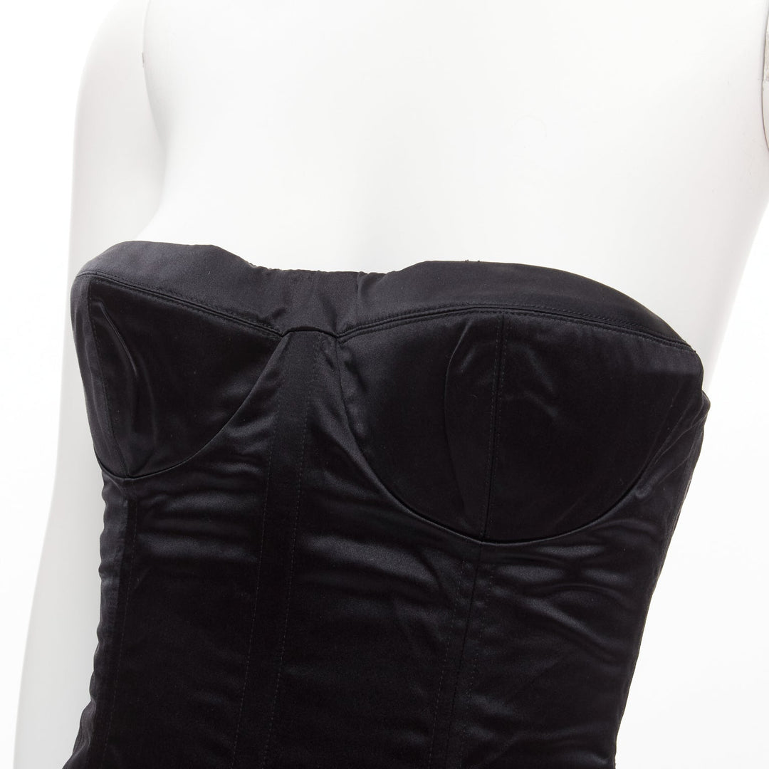 GUCCI Tom Ford 2001 Runway black silk 3D conical bra bustier IT38 XS