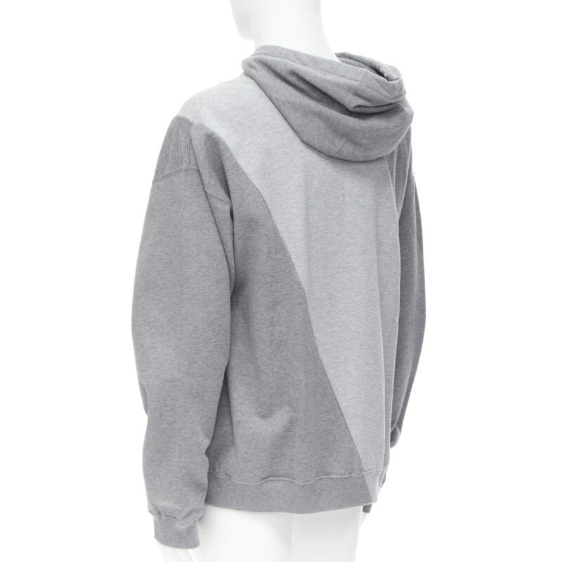 VERSACE Compilation deconstructed mixed logo cotton hoodie grey melange XS