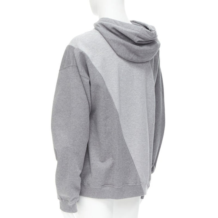 VERSACE Compilation deconstructed mixed logo cotton hoodie grey melange XS