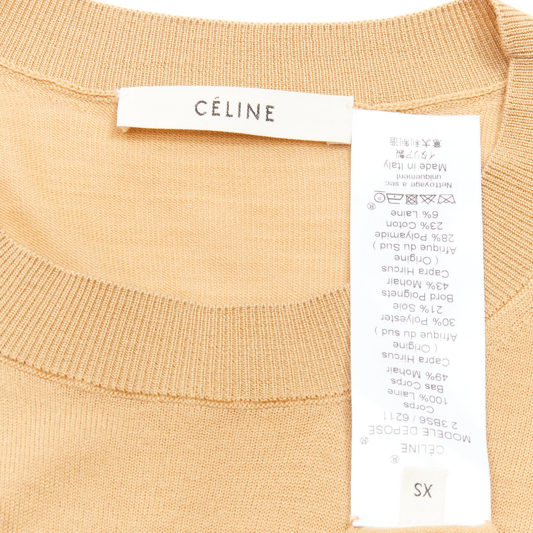 OLD CELINE Phoebe Philo 100% wool mohair Triomphe logo contrast cuff sweater XS