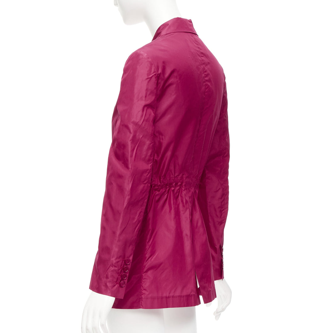 VALENTINO Piccioli 100% silk raspberry pink cinched waist casual blazer IT36 XXS