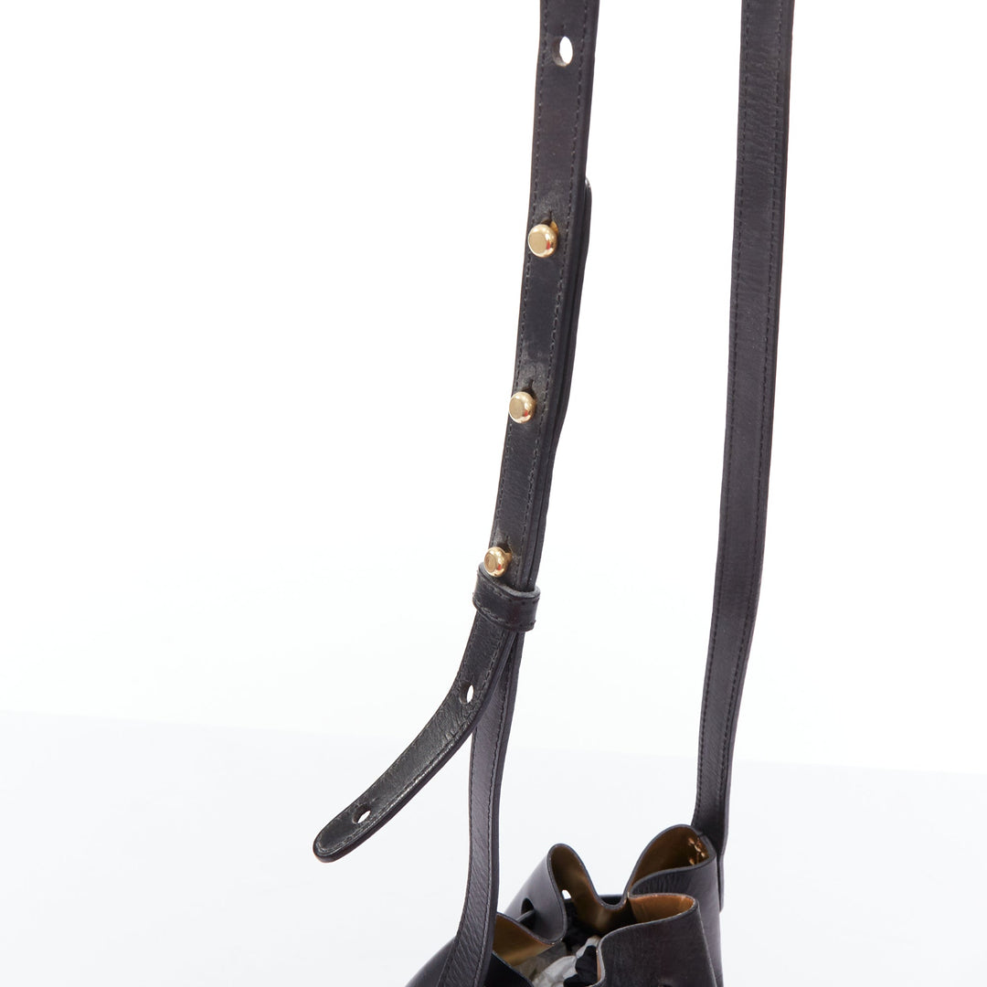 MANSUR GAVRIEL 2015 black smooth leather gold studs mini bucket bag