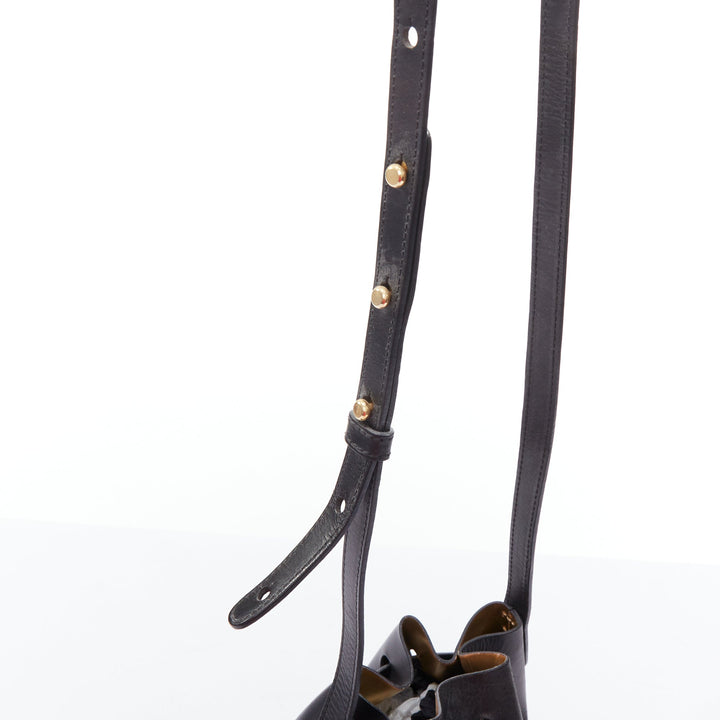 MANSUR GAVRIEL 2015 black smooth leather gold studs mini bucket bag