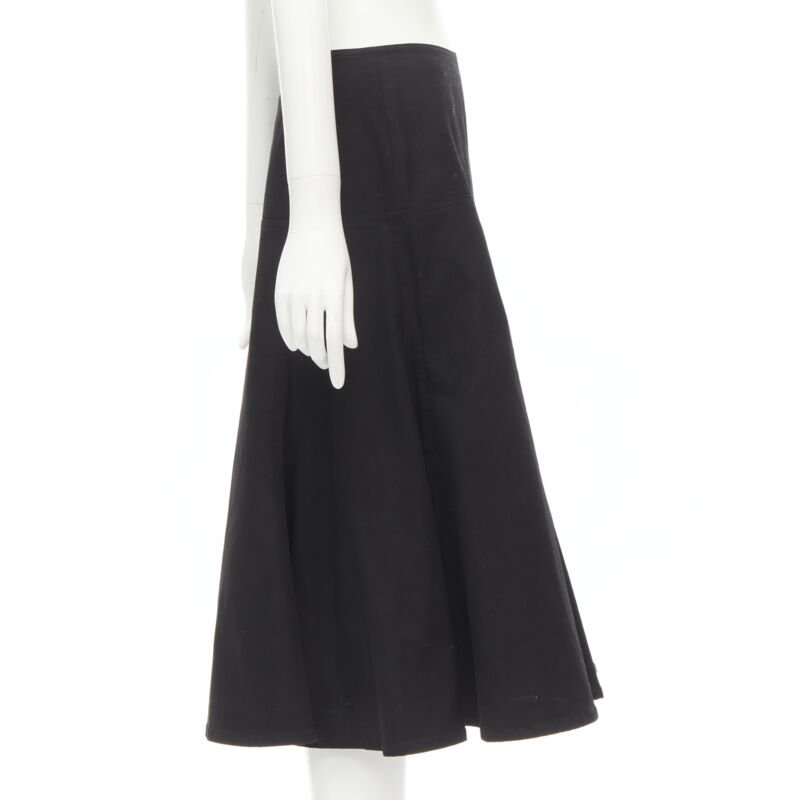 YOHJI YAMAMOTO black heavy cotton flared midi skirt JP2 M