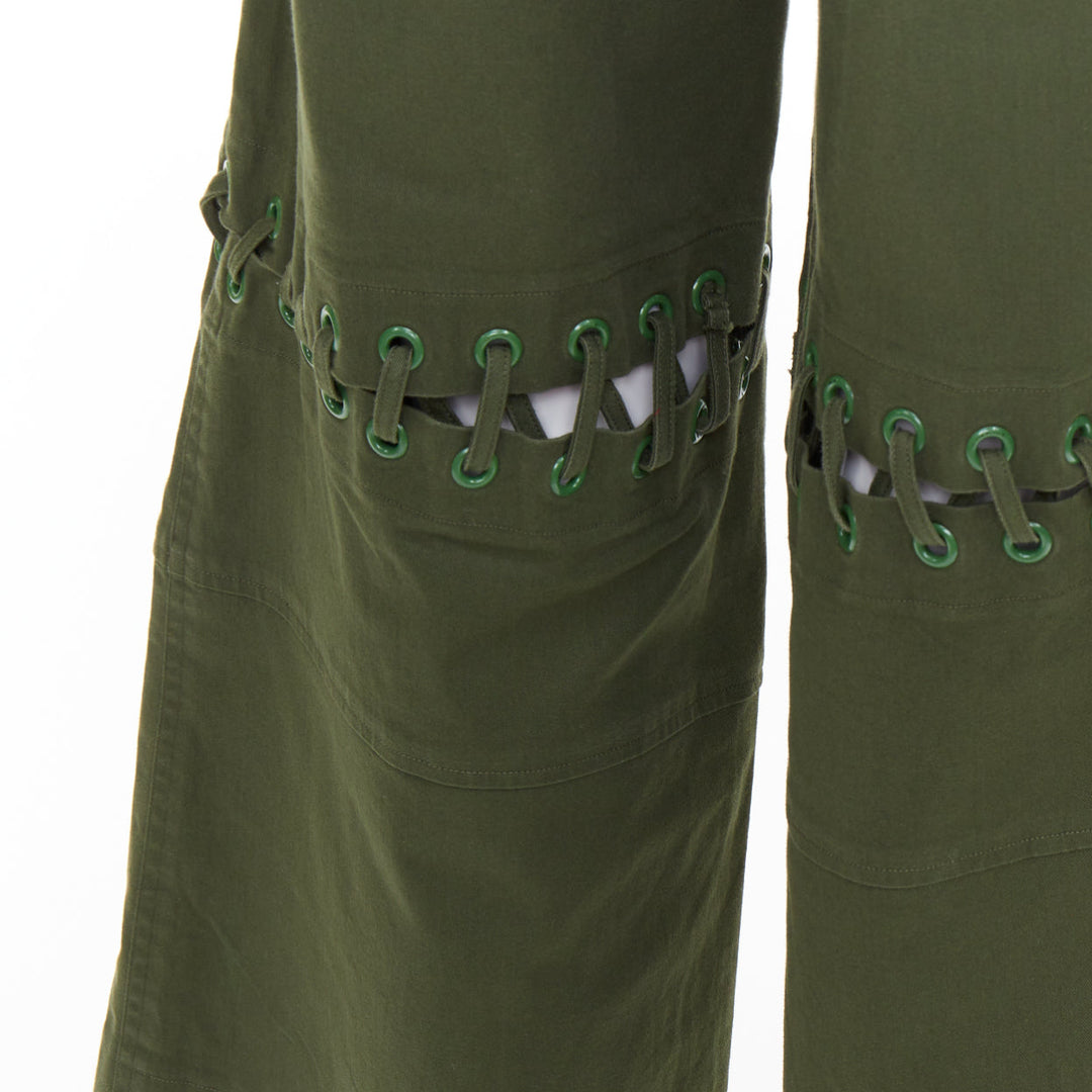 ROSIE ASSOULIN green eyelet lace weaved knee culotte pants US2 S