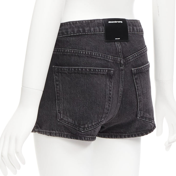 ALEXANDER WANG black washed front skirt back shorts mini skorts 24"