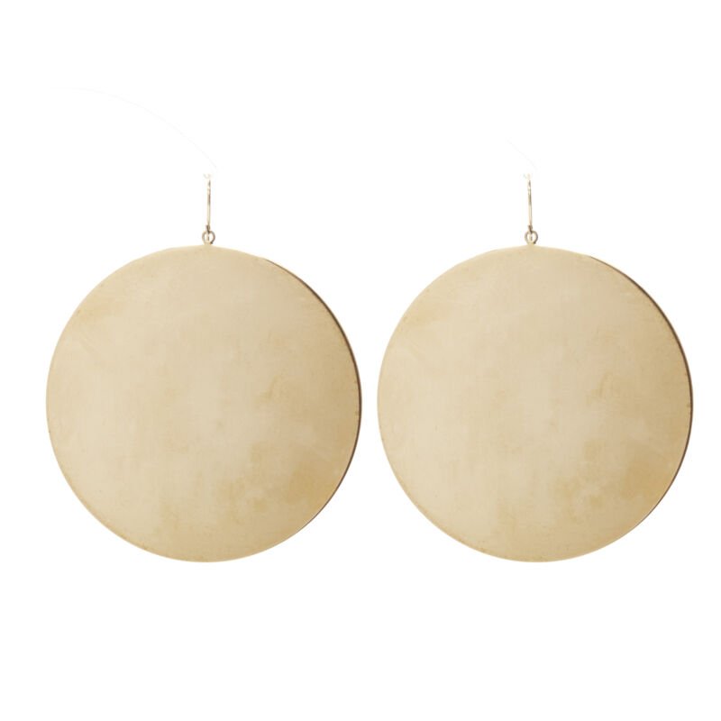 SAINT LAURENT gold mirrored metal disc statement earring Pair