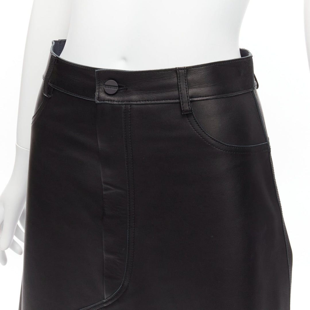 DION LEE black sheep leather back yoke front slit A-line skirt UK6 XS