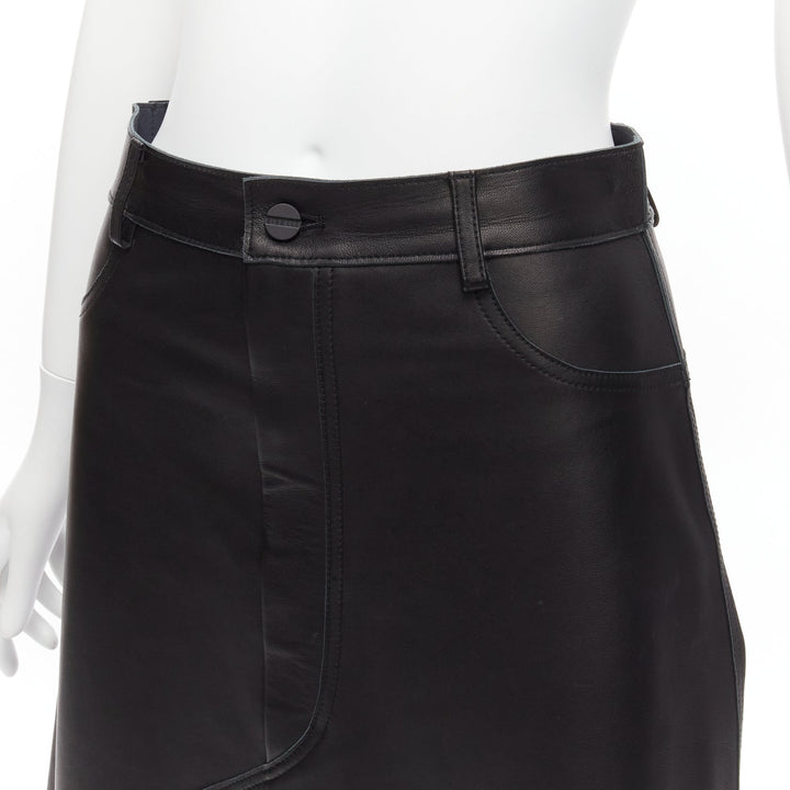 DION LEE black sheep leather back yoke front slit A-line skirt UK6 XS