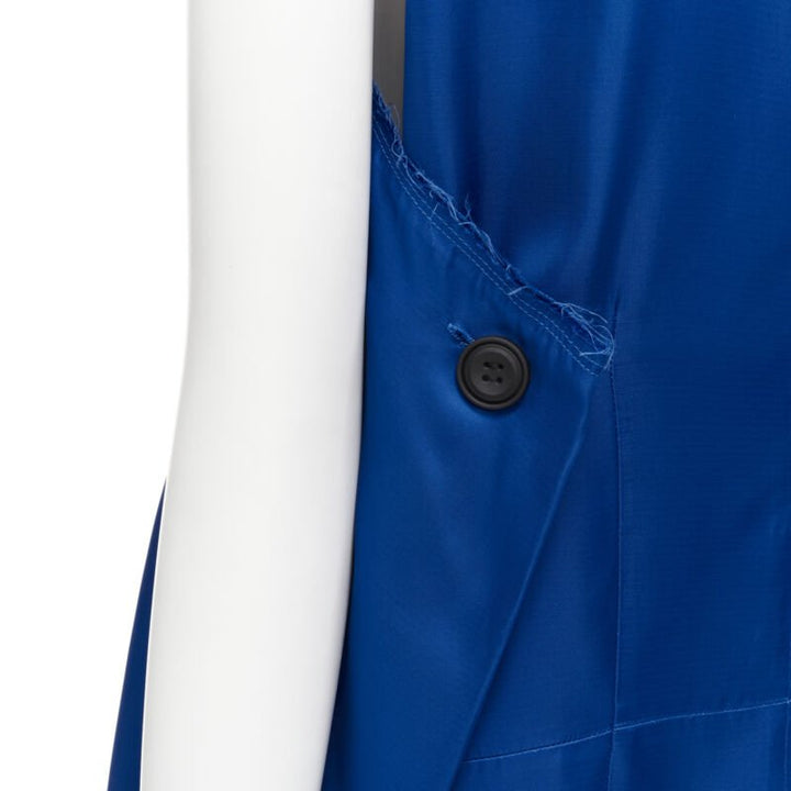 MARNI cobalt blue viscose raw frayed edge step hem folded back dress IT38 XS