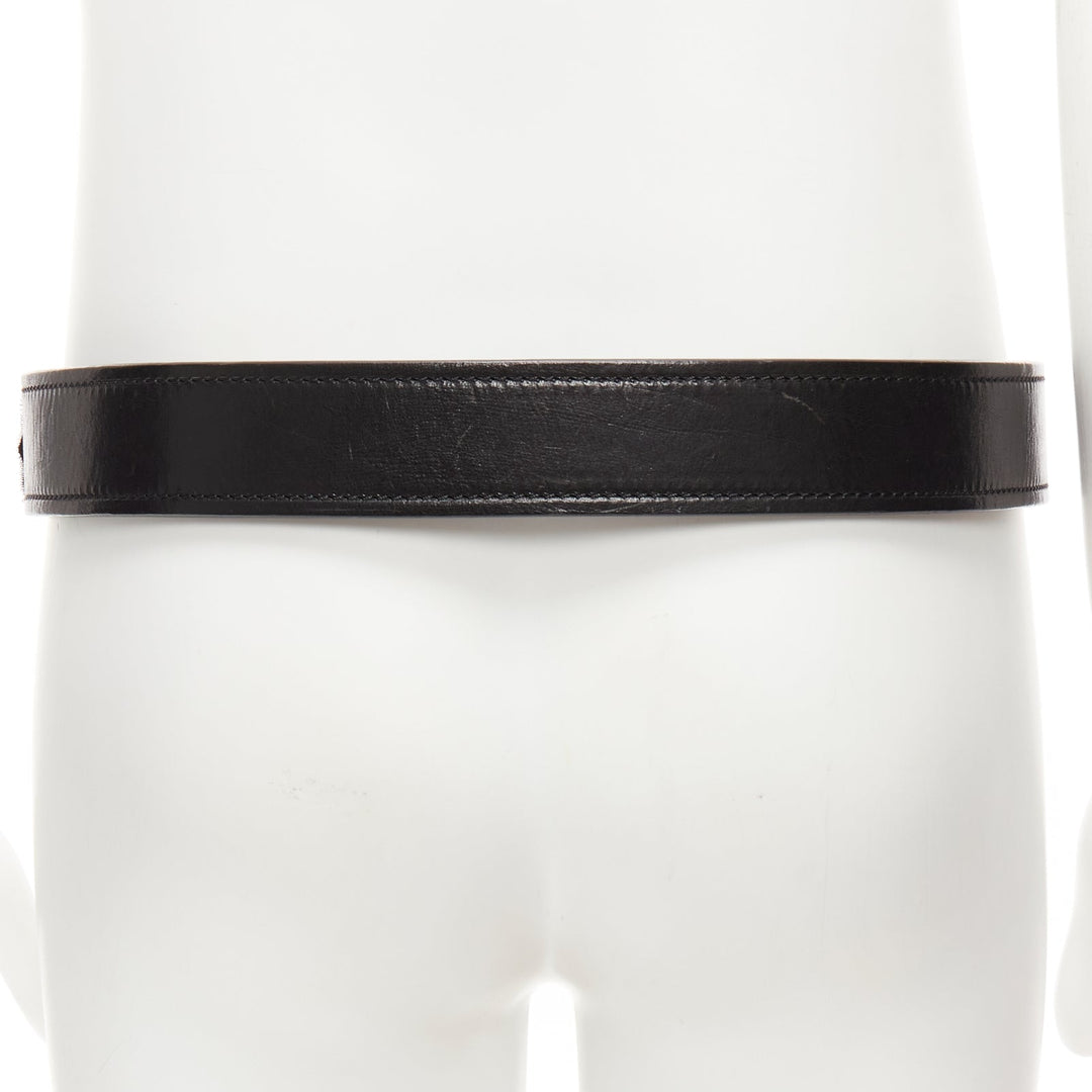 OLD CELINE Phoebe Philo black leather magic tape minimal classic wide belt M