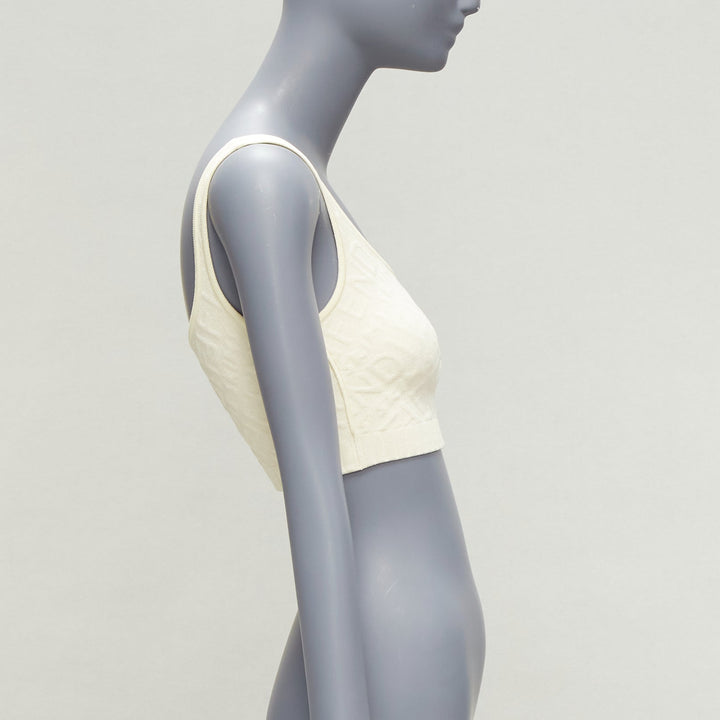 FENDI SKIMS cream logo jacquard scoop neck bralette crop top IT36 XXS