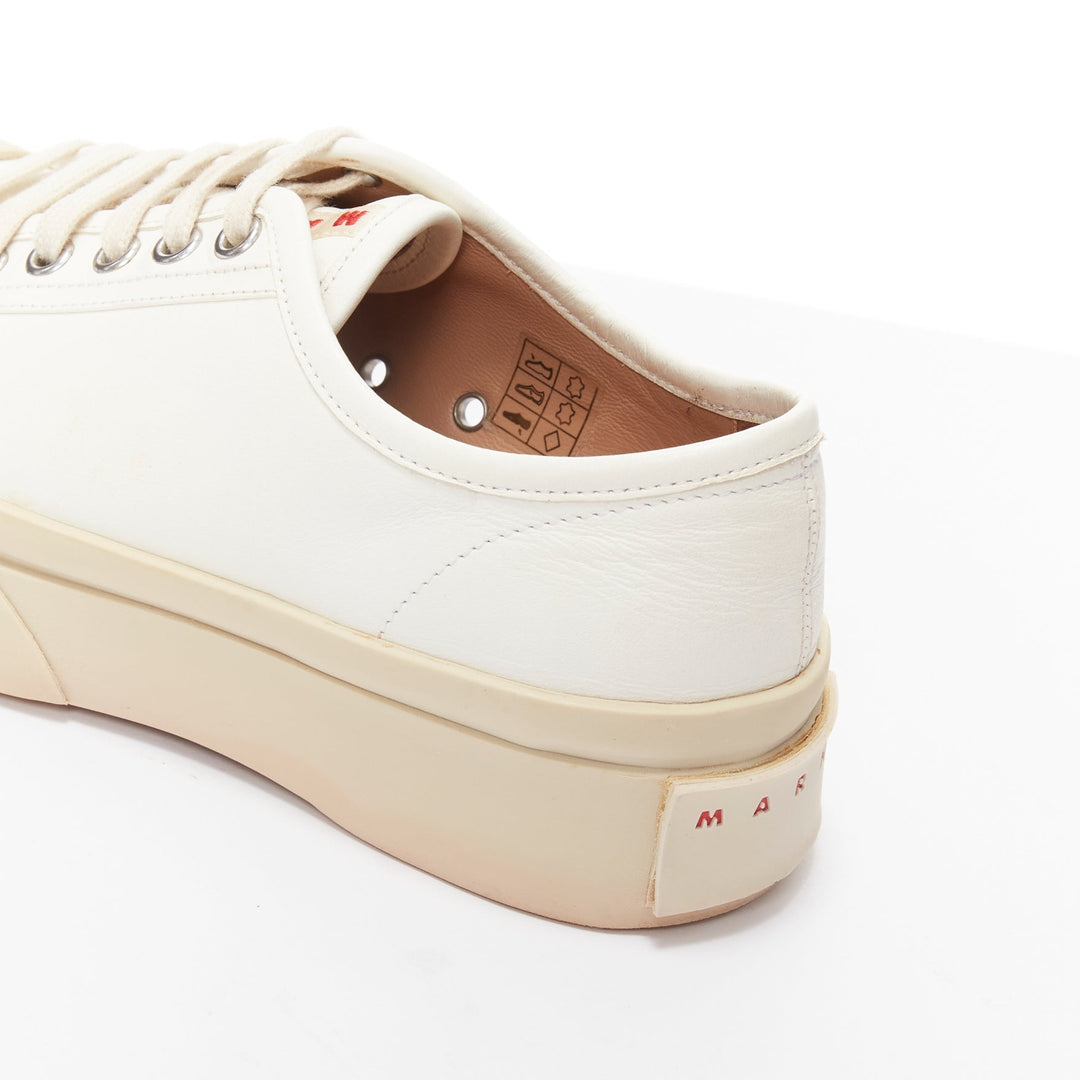 MARNI Pablo white leather chunky wide toe lace up low top sneakers EU36