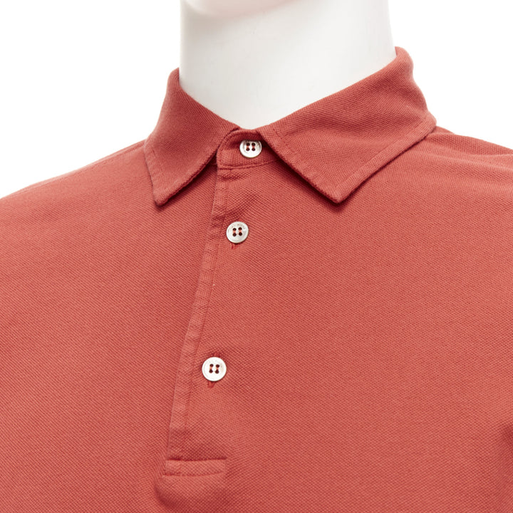 LORO PIANA 100% cotton brick red 3 buttons collared polo shirt S