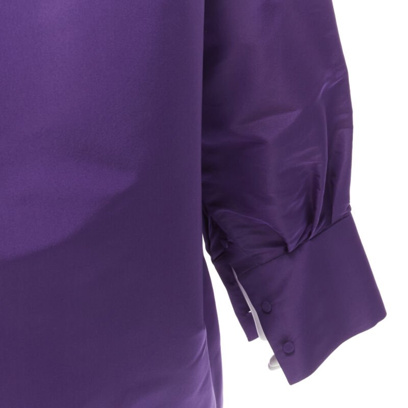 VALENTINO 2022 Runway purple silk taffeta 3D cut oversized tunic shirt IT38 XS