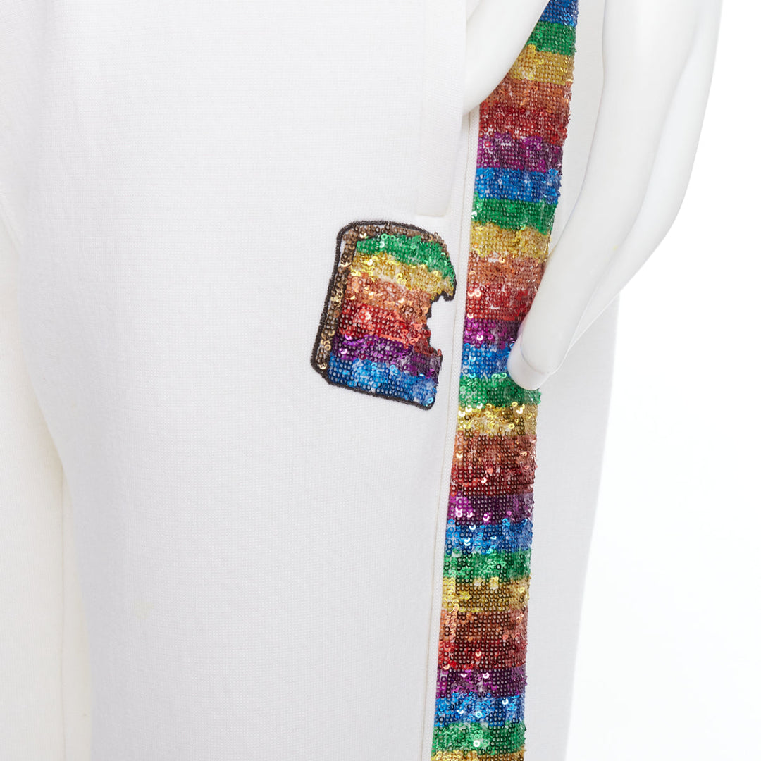 MARC JACOBS rainbow sequins trim drawstring jogger sweat pants M